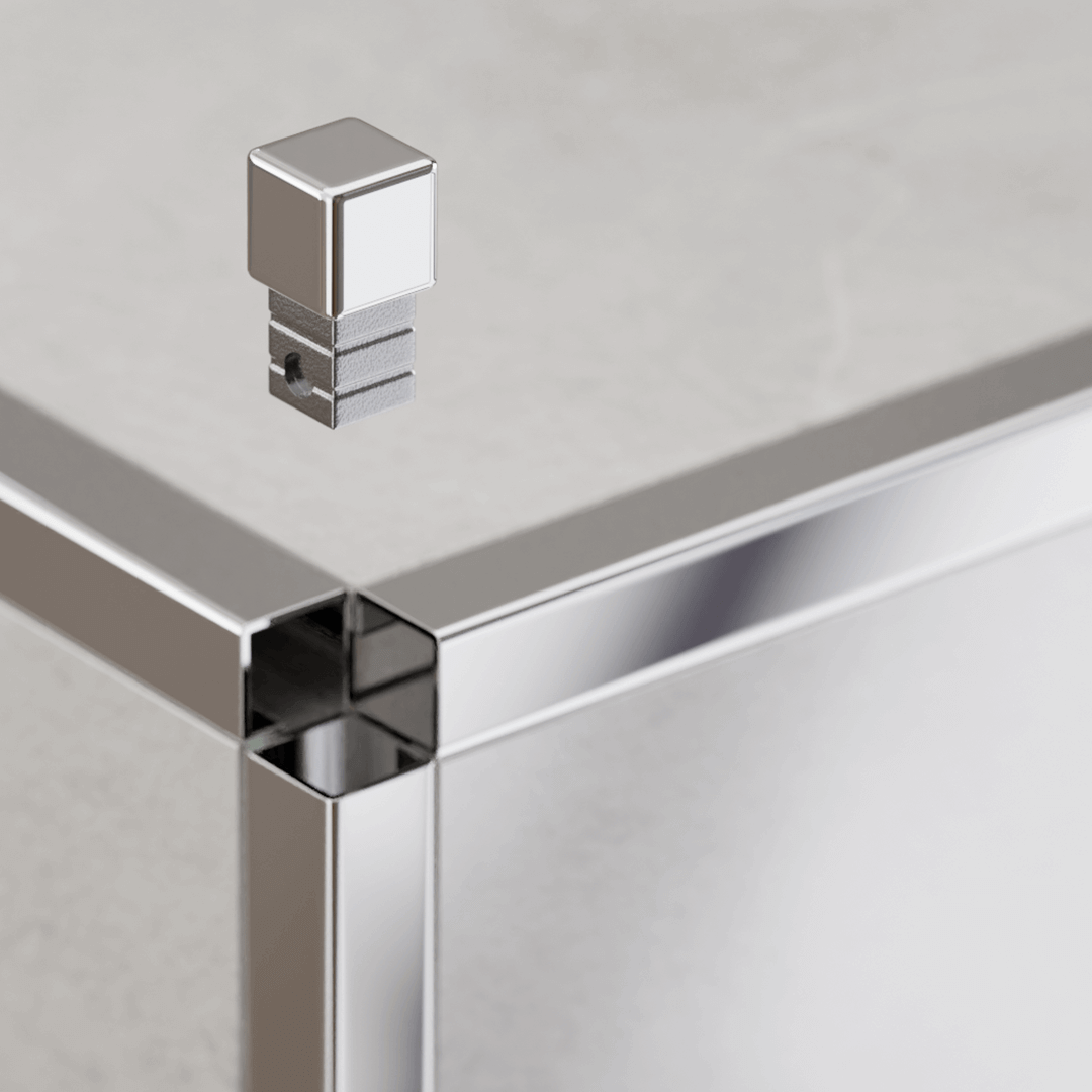 cube pour profilés angulaires acier inoxydable argenté poli
