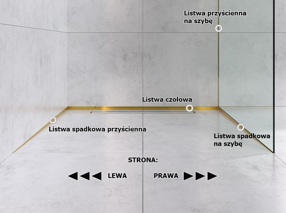 Genres de profilés pour douche - doré brillant