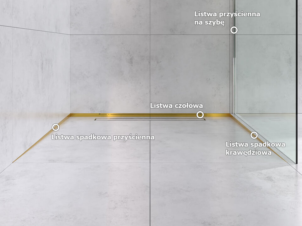 Genres de profilés pour douche - doré poli