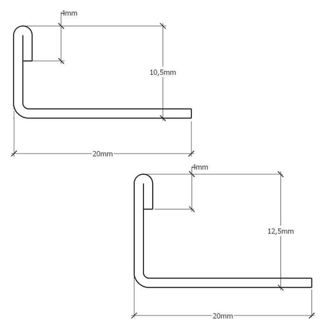 profilé décoratif en acier L dessin technique