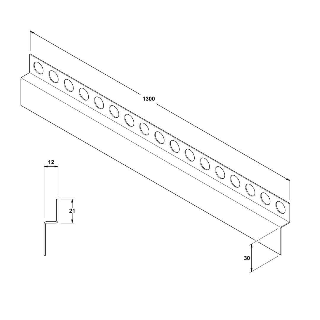 Profilé frontal pour douche - acier inoxydable - dessin technique