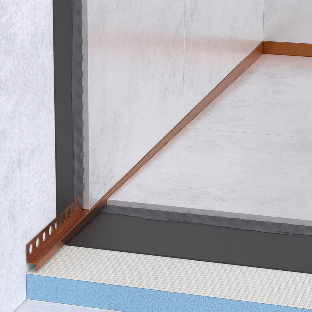 profilé incliné pour bord - montage - cuivré mat