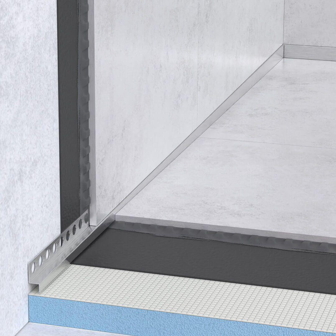 profilé incliné pour receveur de douche argenté mat