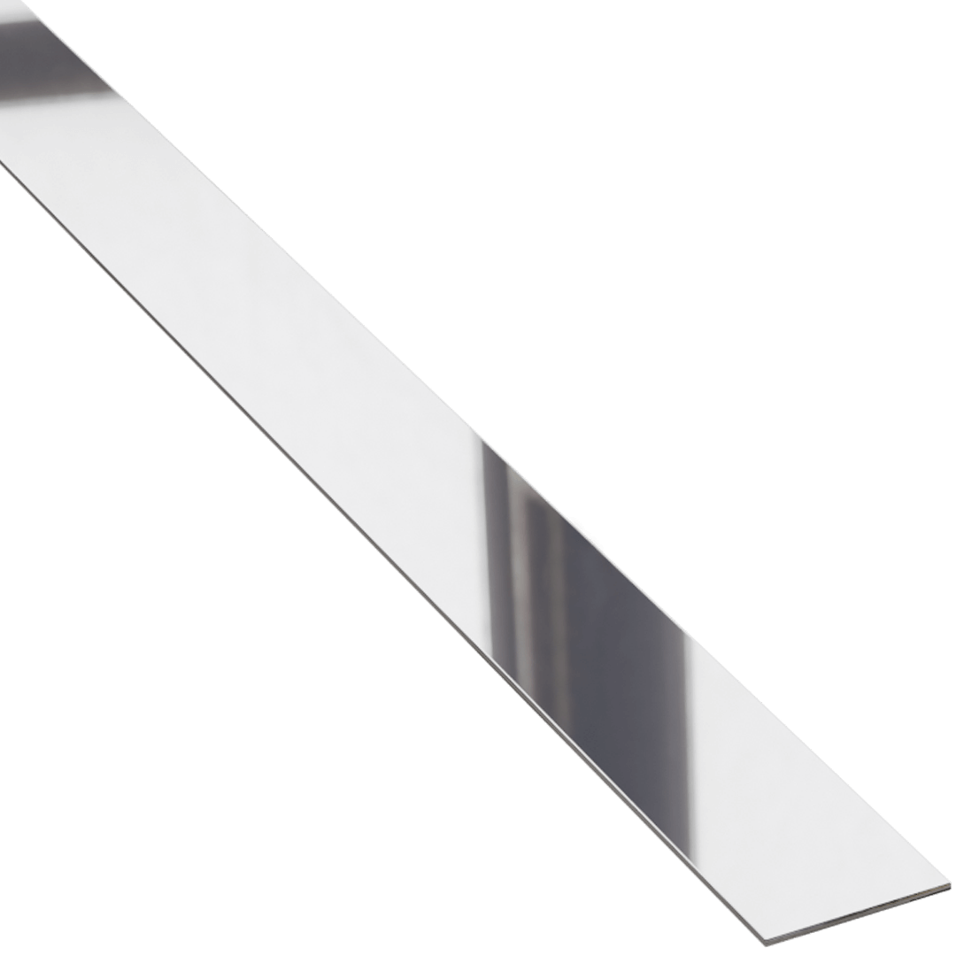 Profilé plat argenté décoratif en acier - brillant