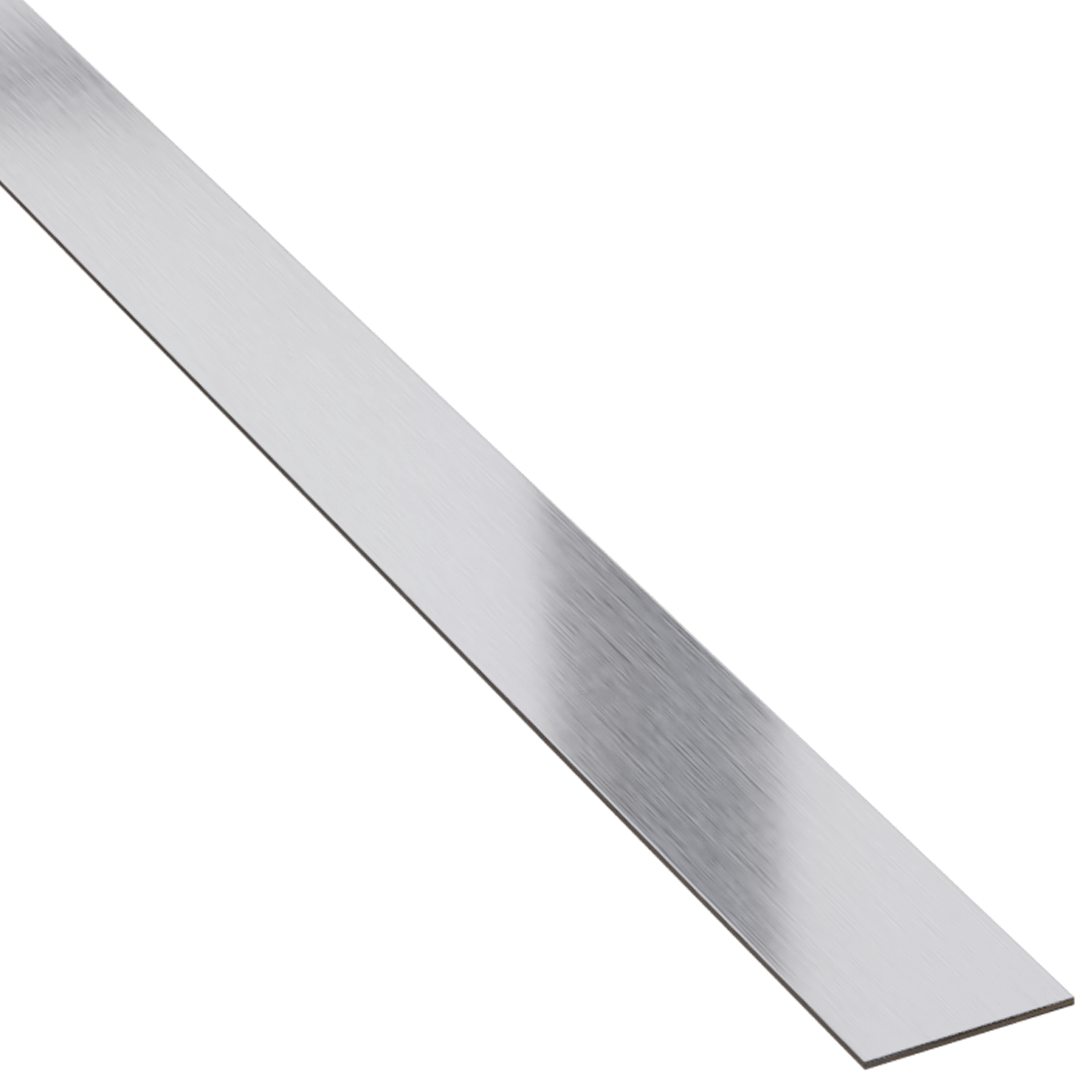 Profilé plat argenté décoratif en acier - mat