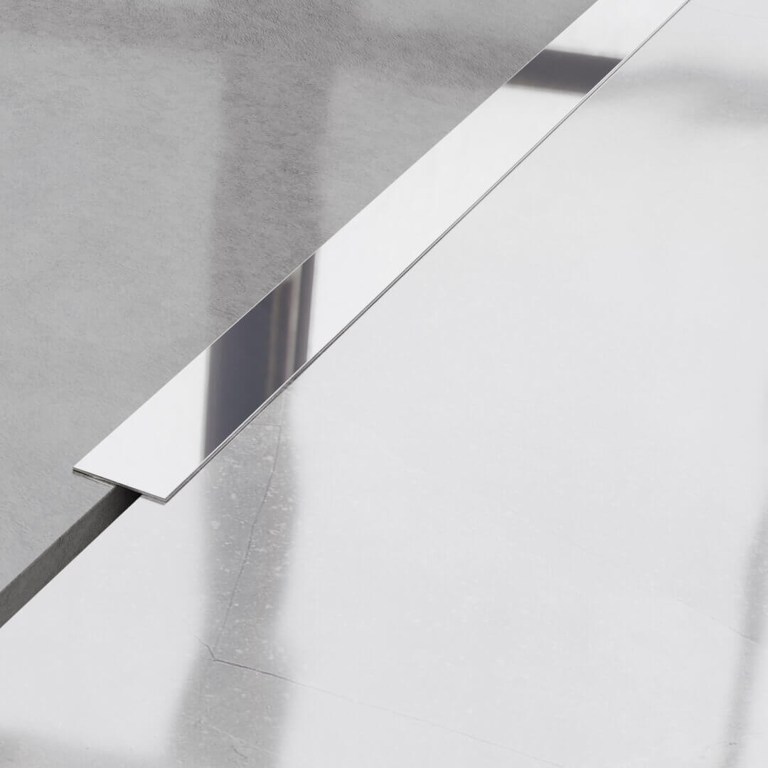 Profilé plat métallique décoratif en acier argenté brillant