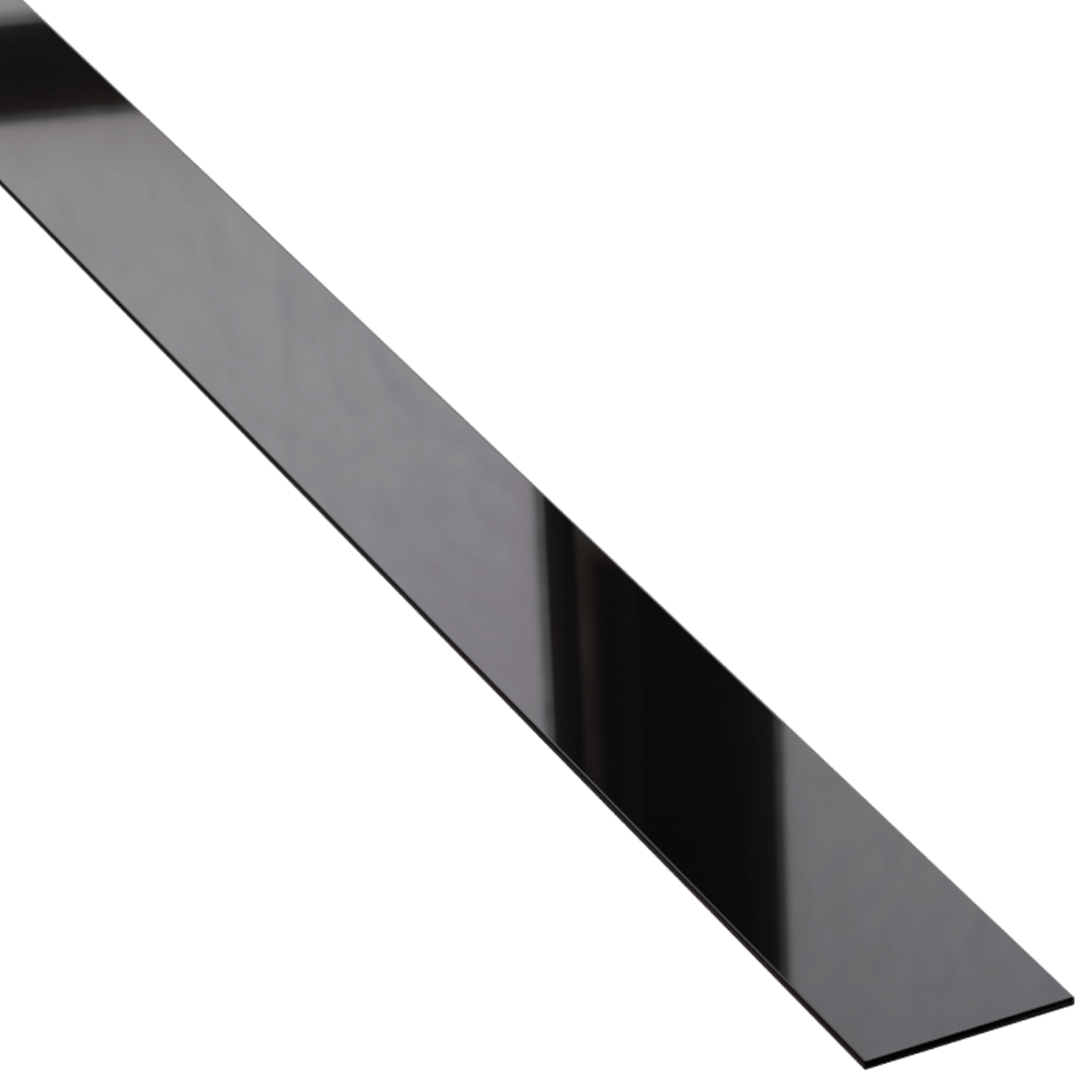 Profilé plat noir décoratif en acier - brillant