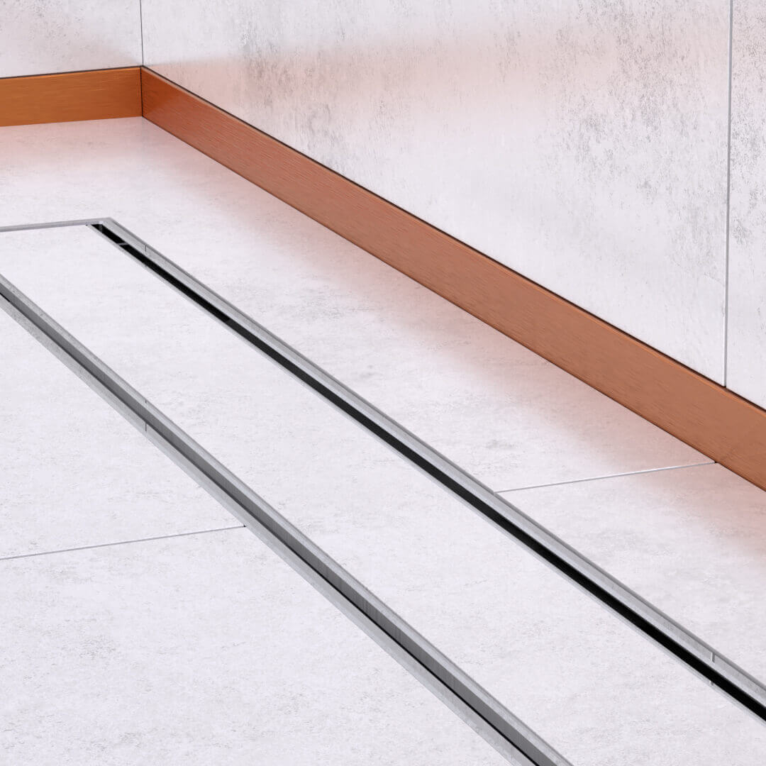 profilé pour carrelage pour receveur de douche - frontal - cuivré mat